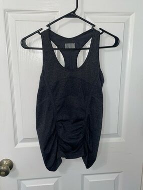 Athleta Charcoal Gray Racerback Ruched Workout Tank